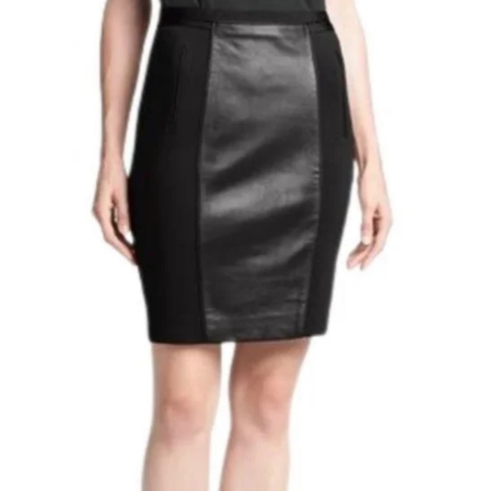 Ted Baker London black fabric & leather skirt UK  size 3 / US M